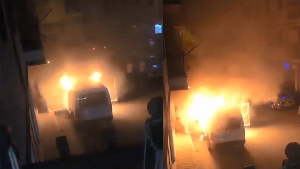 Bursa'da park halindeki kamyonet alev alev yandı!