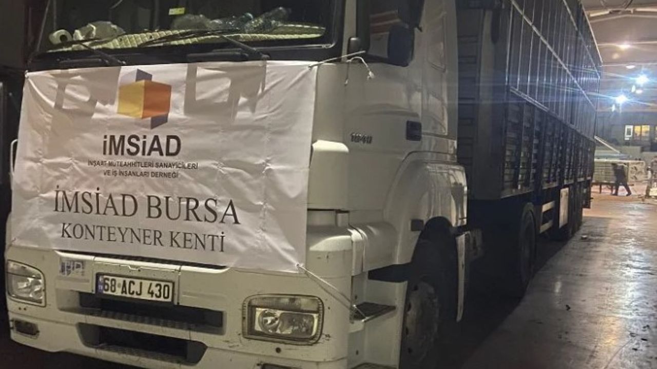 İMSİAD Bursa'dan deprem bölgesine 80 konteyner bağışı