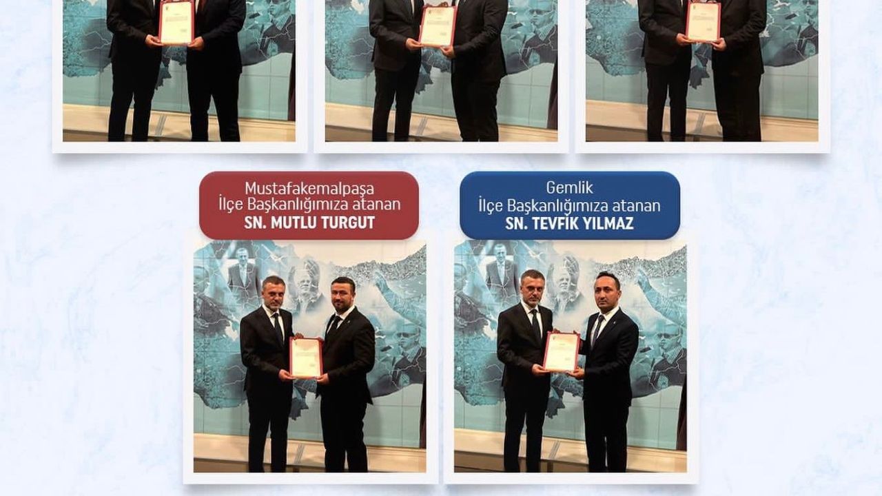 Bursa'da Ak Parti'nin yeni ilçe başkanları mazbatalarını aldı