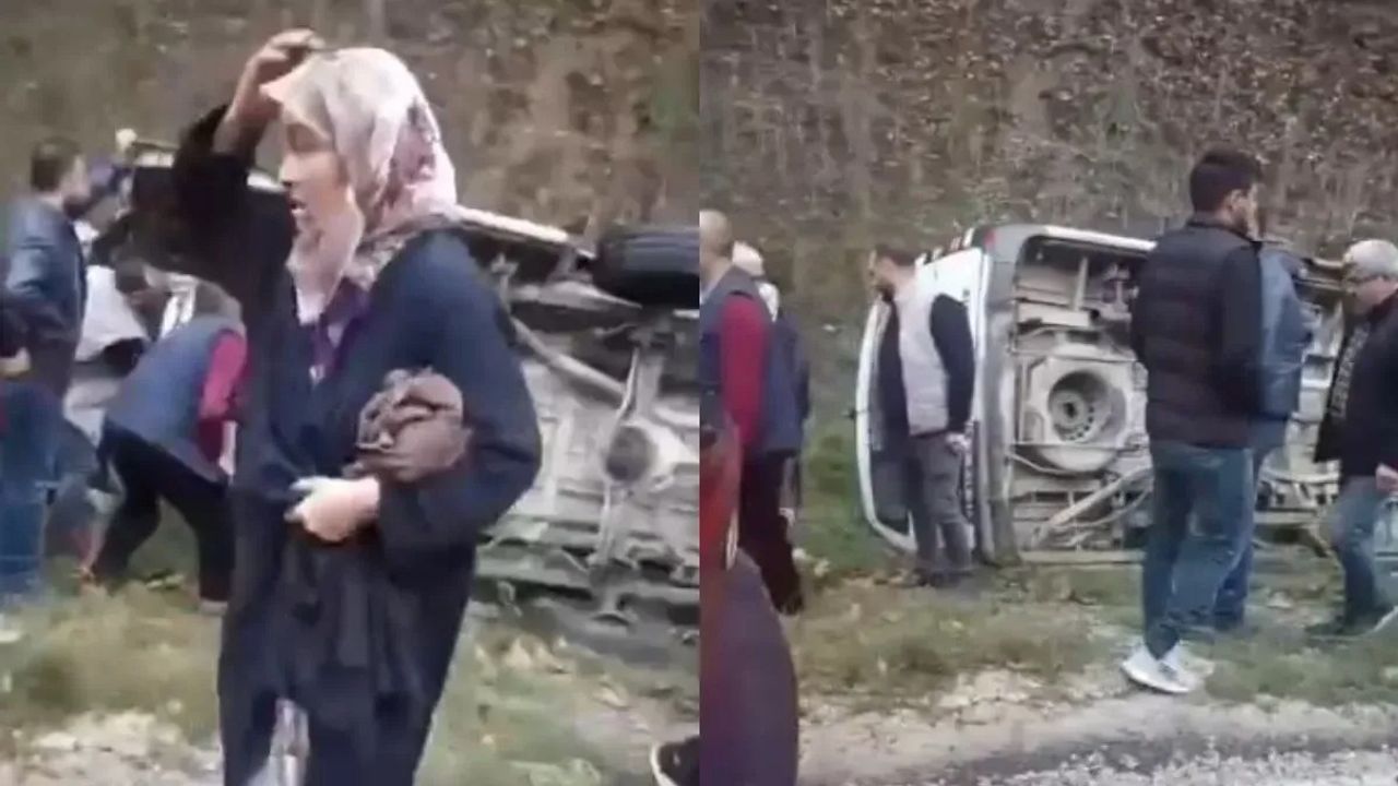 Yolcu minibüsü devrildi: Çok sayıda yaralı!