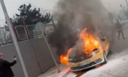 Bursa'da taksi alev alev yandı!