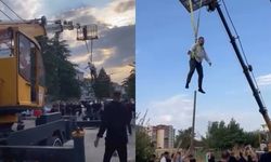Damadı vinçte sallandırdılar!