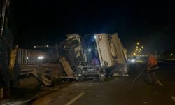 Kontrolden çıkan TIR bariyerleri biçti