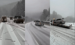 Bursa'da yoğun kar yolları kapattı!