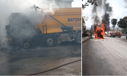 Hafriyat kamyonu alev topuna döndü!