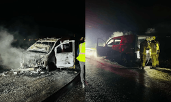 Alev alan araç küle döndü