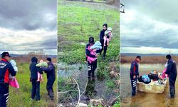 Ulubat Gölü taştı! Botla kurtarıldılar