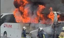 Yolcu otobüsü alev alev yandı