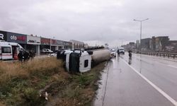 BURSA'DA TANKER KANALA DEVRİLDİ!