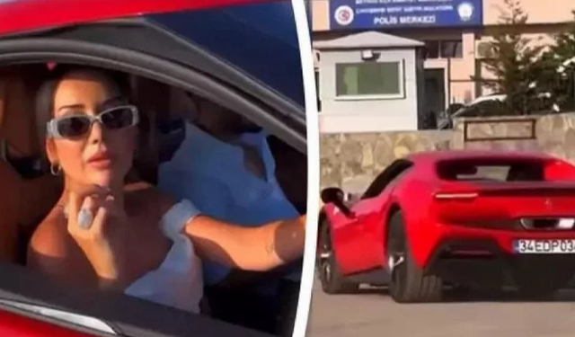 Dilan Polat kırmızı Ferrarisi ile karakola gitti!