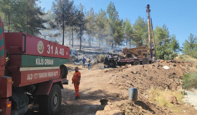 Sondaj aracındaki yangın ormana sıçradı