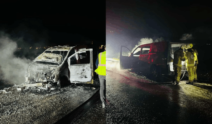 Alev alan araç küle döndü