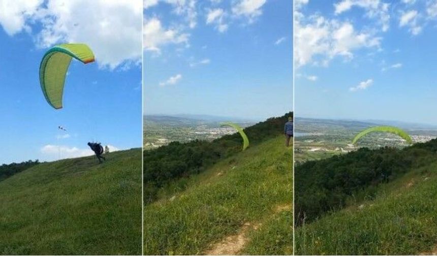 BURSA'DA PARAŞÜT KAZASI KORKUTTU!