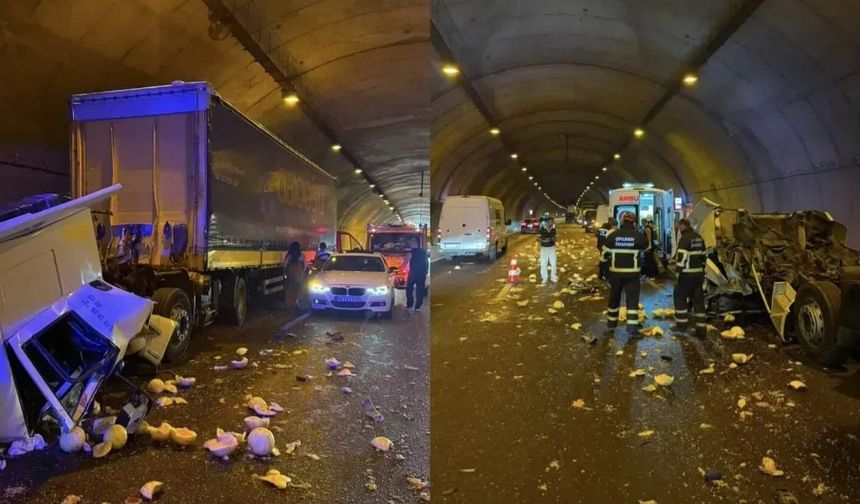 TÜNELDE FECİ KAZA: TIR KAMYONA ÇARPTI!