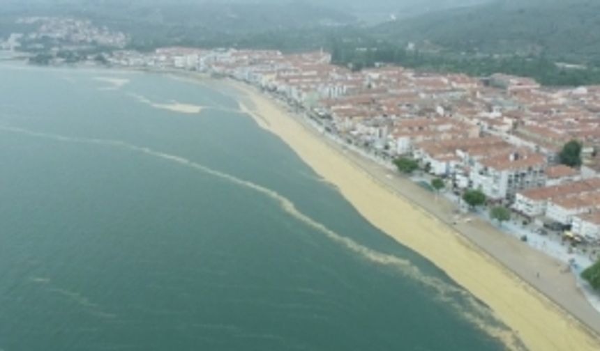 Bursa'da deniz salyası havadan böyle görüntülendi