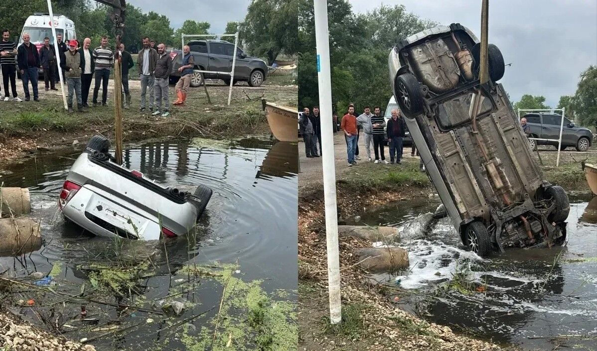 OTOMOBİL ULUABAT GÖLÜ'NE UÇTU!
